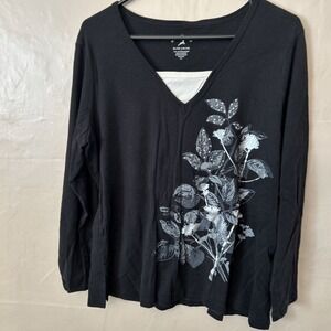 white stag womens tops XL Black Knit‎ Long Sleeve Tops T Shirts